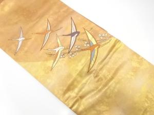 引箔　群鶴模様織り出し　名古屋帯